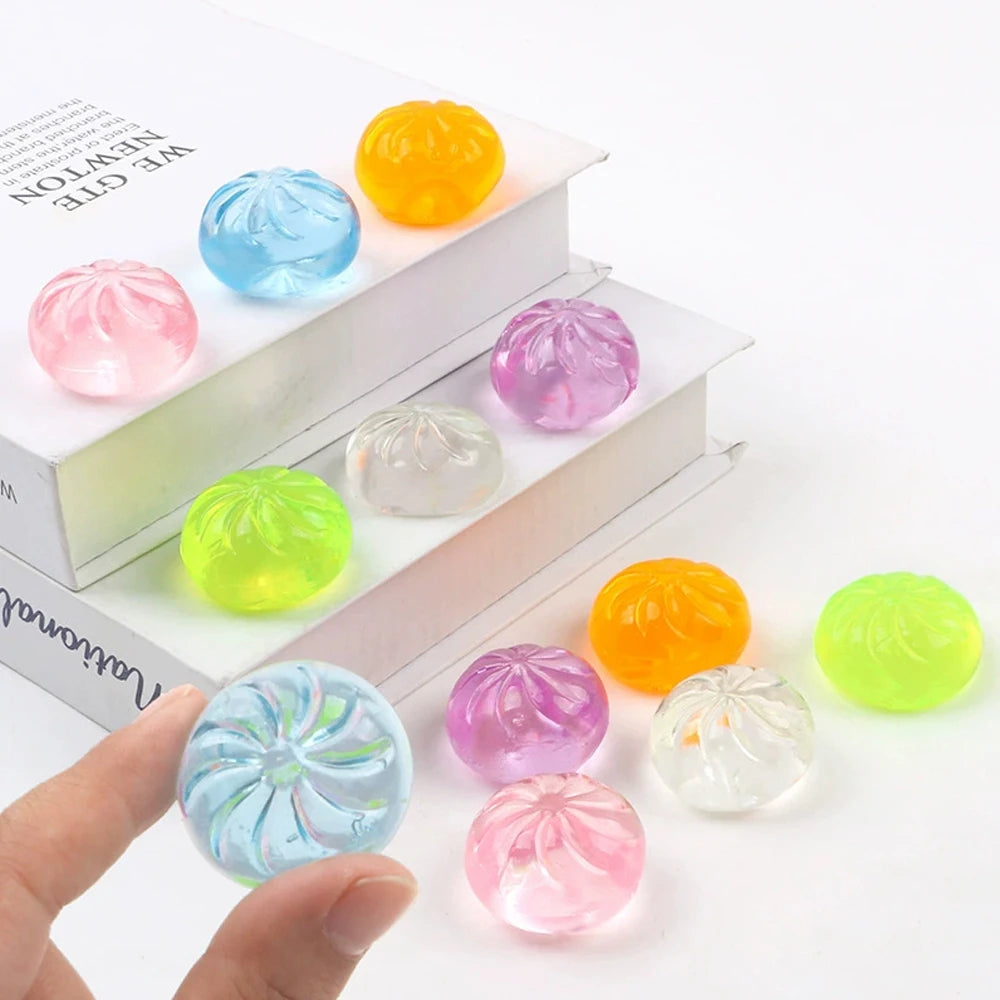 5 Mini Squishy Dumplings with Steamer Squeezable Toys Set Fidget Sensory Toy For Adults Stress-relieving Toys Birthday Favors