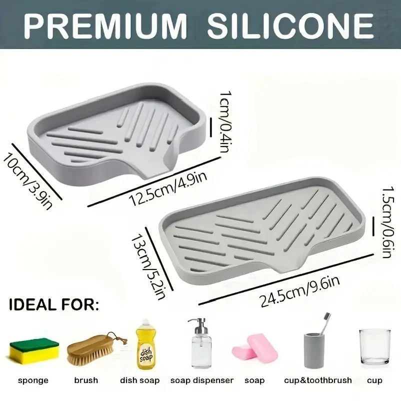 Versatile Silicone Kitchen Storage Rack Tray with Drainage Solution
