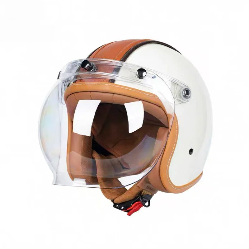 Retro Open Face 3/4 Motorcycle Helmet with Colorful Lens | DOT Certified