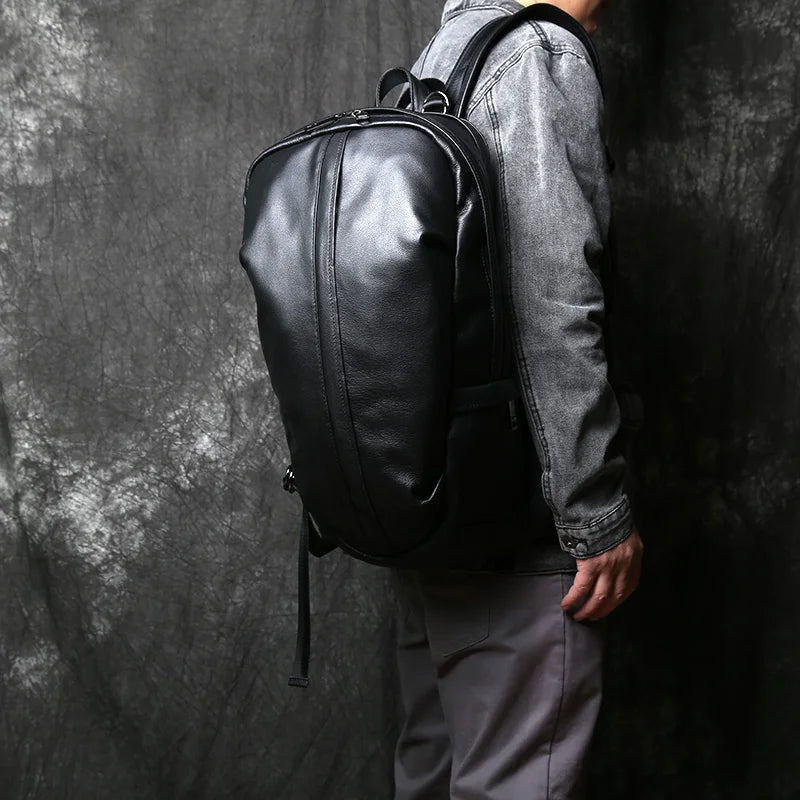Mochila de piel auténtica de gran capacidad para hombre | Perfecta para viajes y negocios