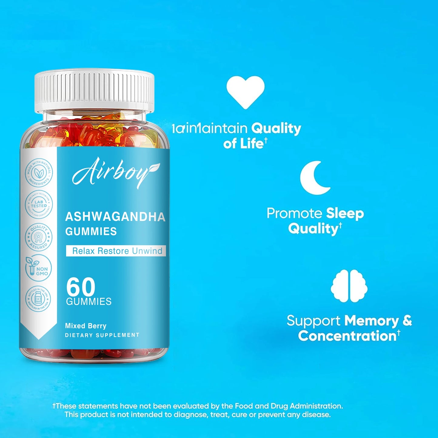 Ashwagandha Gummies for Energy & Stress Relief | Non-GMO