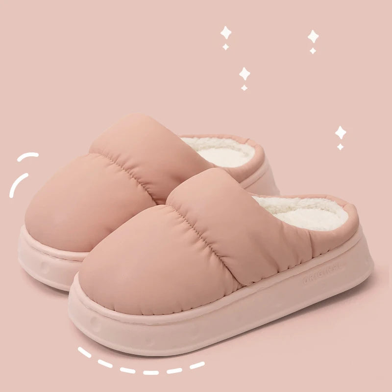 Women's Waterproof Plush Slippers | Cozy Flannel Winter House Shoes