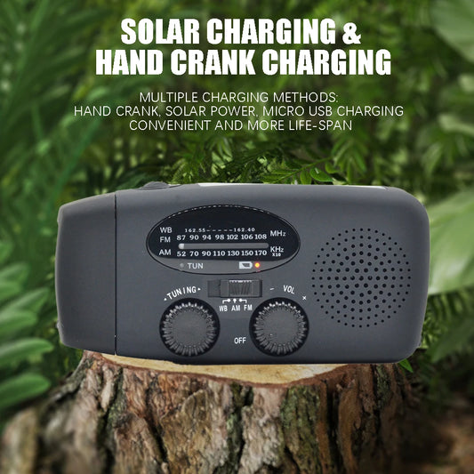 2000 mAh Emergency Radio | Portable Solar Charging & LED Lights
