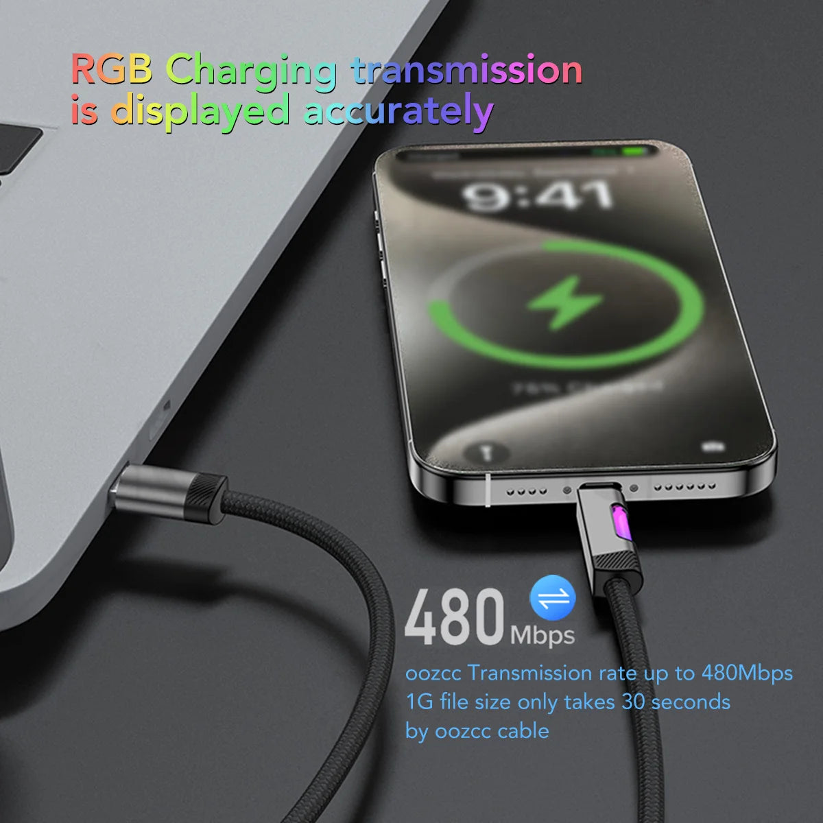 RGB Fast Charging Cable | 120W 6A USB Type C with Ambient Light