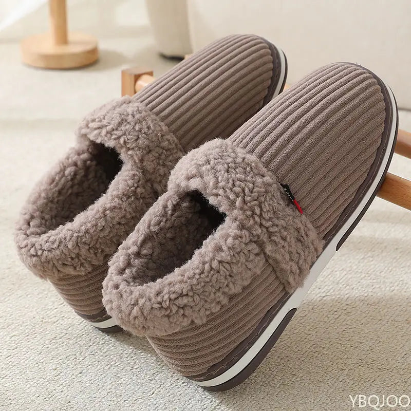 Cozy Winter Plush Couple Bag Heel Slippers | Soft Indoor Shoes