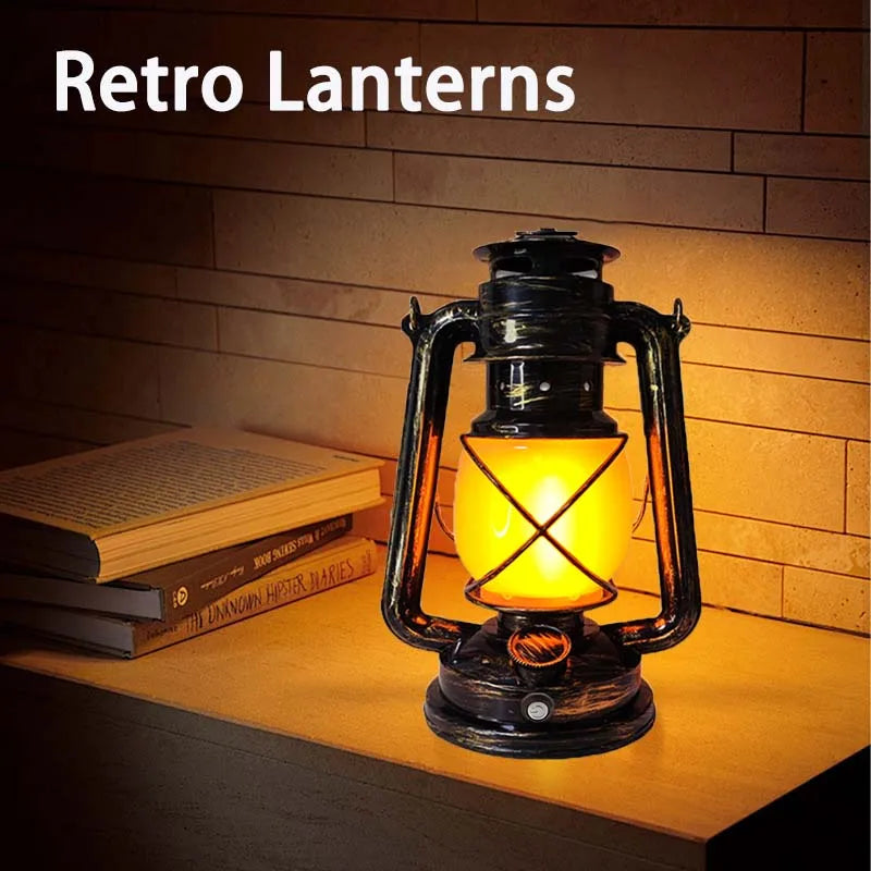 Linterna portátil vintage | Luz de camping recargable con 3 modos
