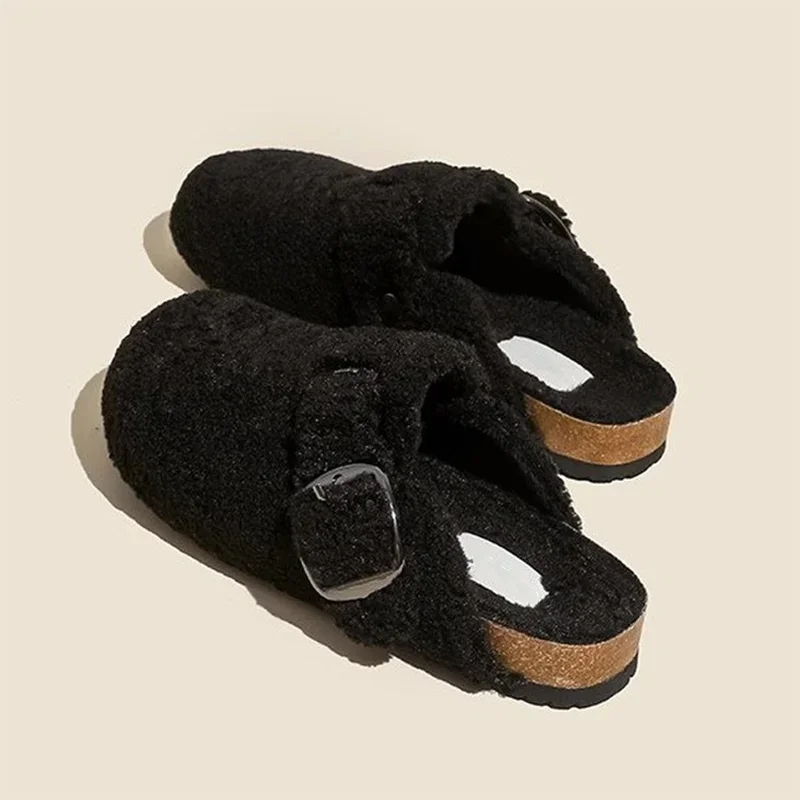 Women's Warm Faux Lamb Wool Mules Slippers for Ultimate Comfort