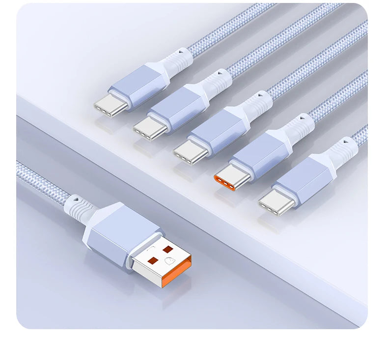Multi Charging Cable 5 in 1 | Fast Nylon Braided USB Cord