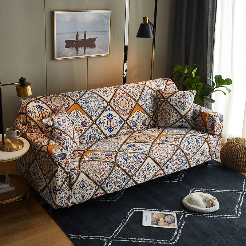 Elastic Living Room Sofa Covers | Dustproof & Machine Washable