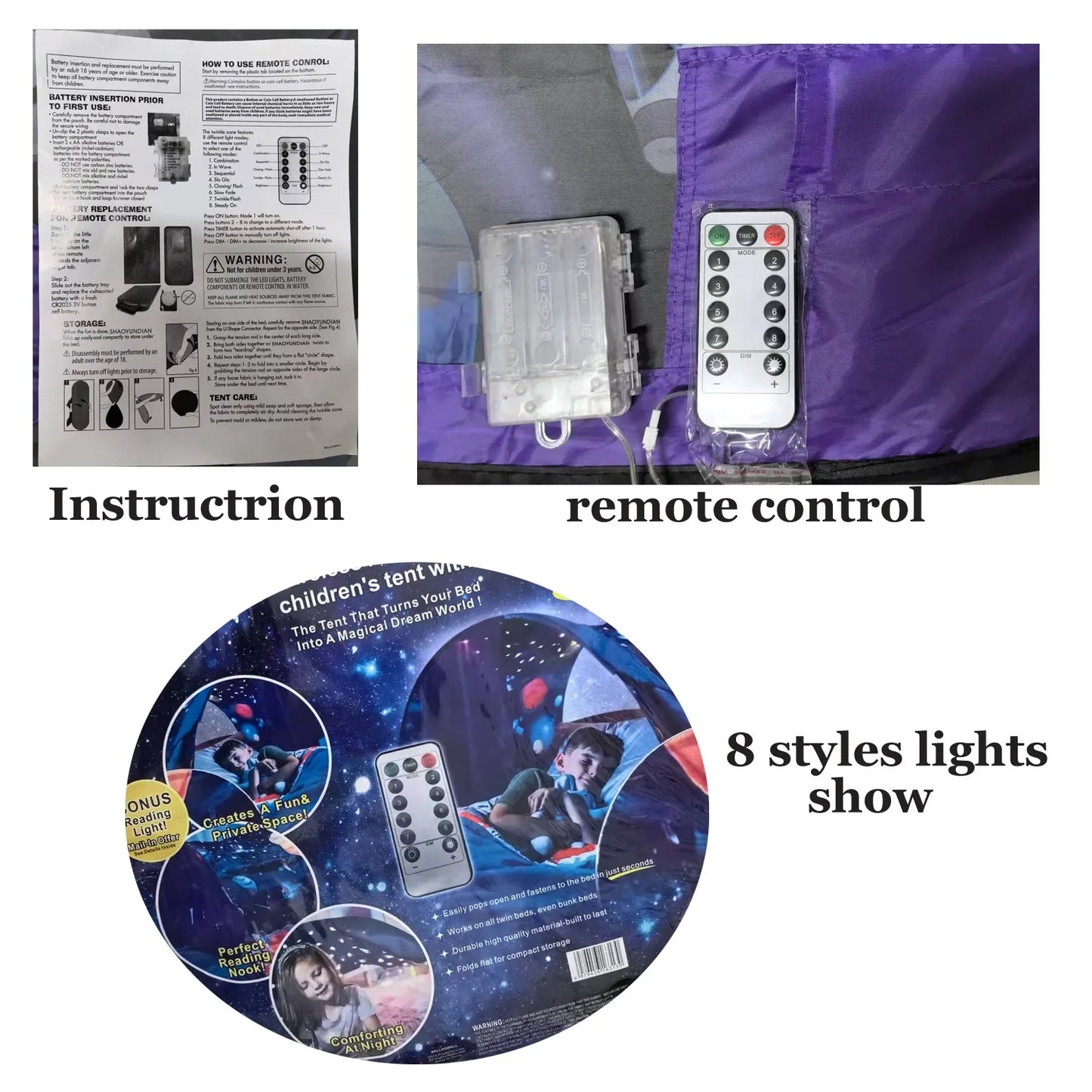Dream Tent with Light Show for Kids | Foldable Bed Tent