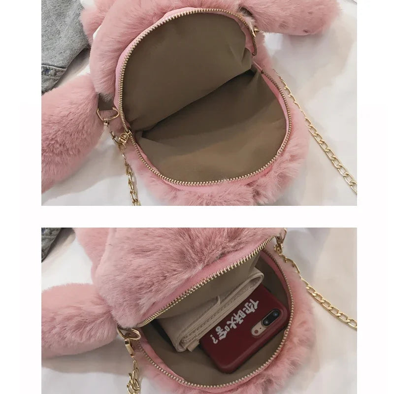Bonito bolso bandolera de conejo de peluche | Encantador diseño cruzado
