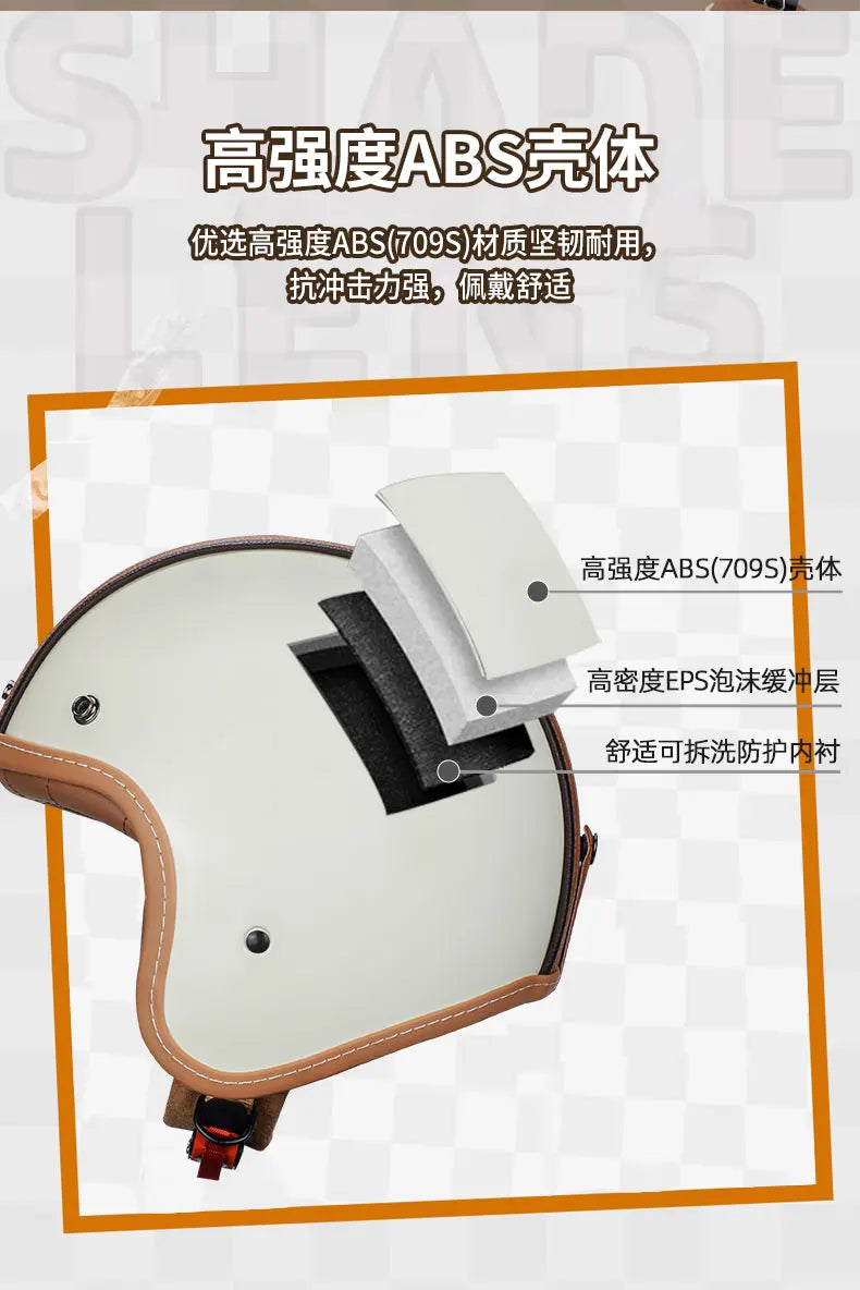 Retro Japanese Style Motorcycle Helmet with Bubble Shield