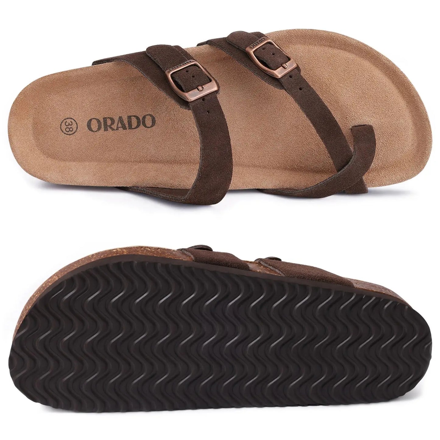 Women's Suede Sandals | Adjustable Buckle Cork Platform Footwear
