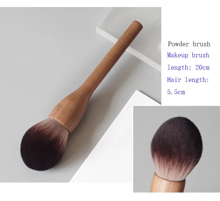 Large Retro Wood Powder Brush | Luxurious Honey Makeup Brush