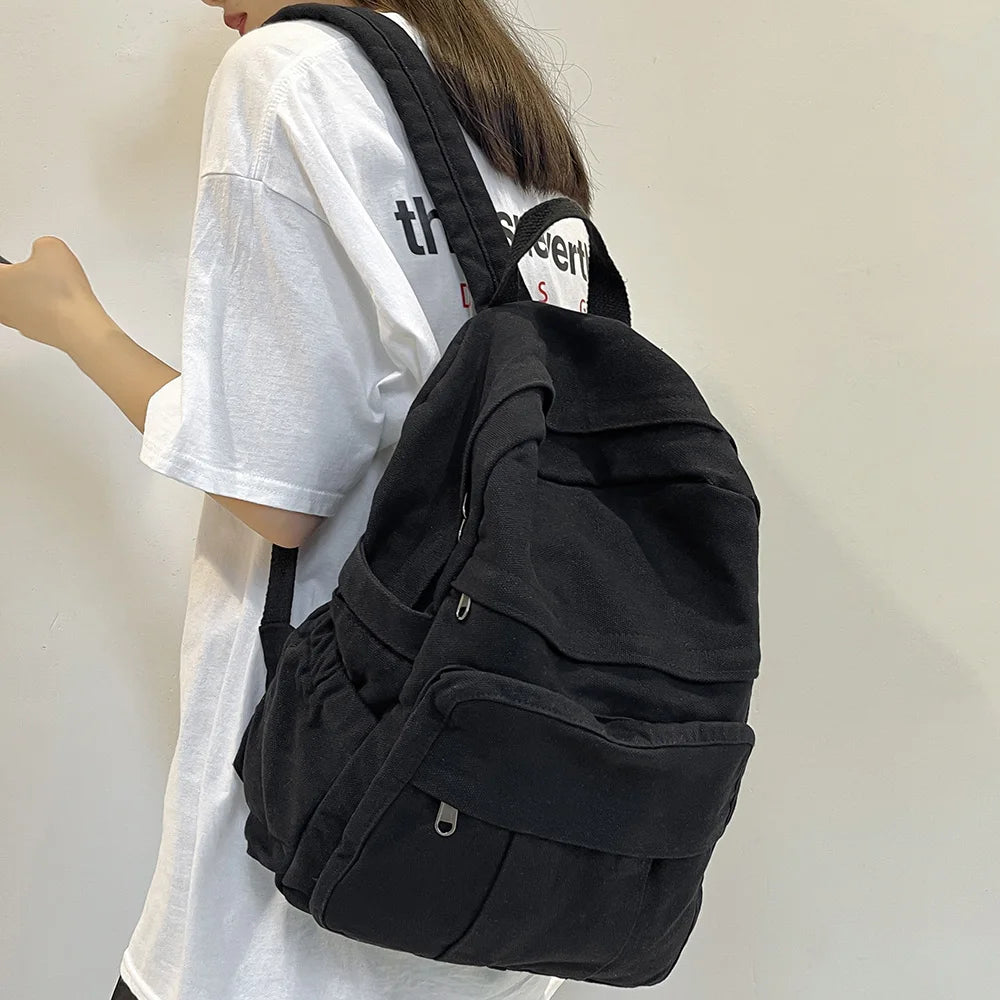 Stylish Vintage Fabric Backpack | Trendy & Functional Student Bag