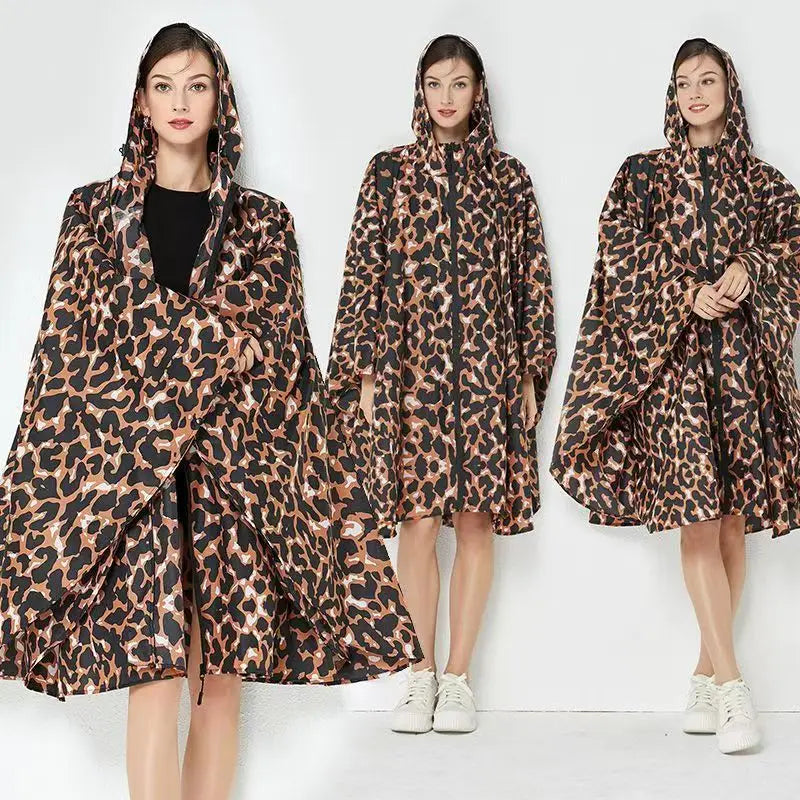 Lightweight Leopard Raincoat for Women | Waterproof Windproof Cloak