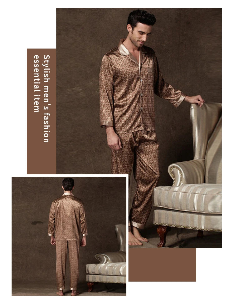 Men's Cozy Satin Pajama Set | Soft Floral Sleepwear