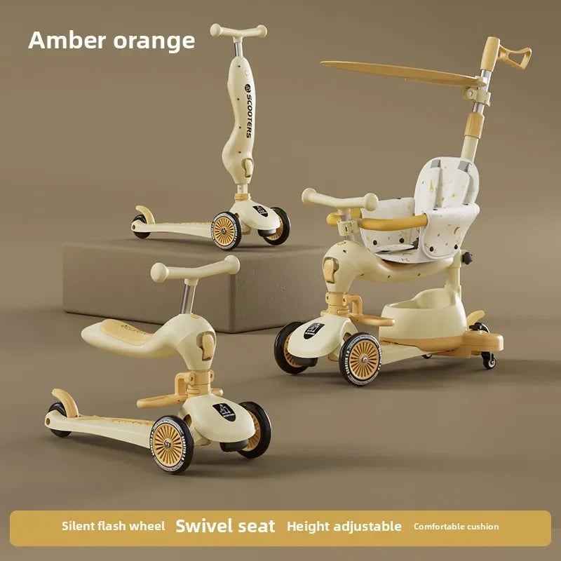Foldable 3-Wheel Kids Scooter | Portable Musical Fun for Children