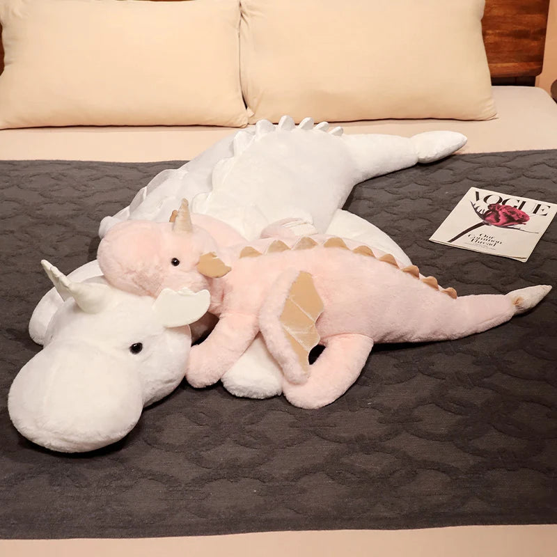 Giant White Dragon Plush Toy | Magical Hug Pillow With Wings