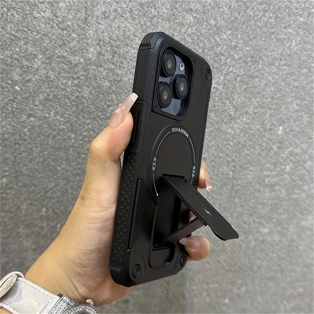 Luxury Magnetic Kickstand Case for iPhone - Shockproof & Stylish