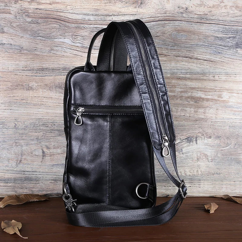 Bandolera de cuero casual para hombre | Mochila elegante para el día a día