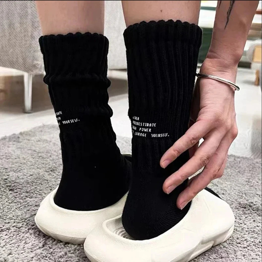 Men's Vintage Letter Medium Tube Socks | Thick Sports Comfort