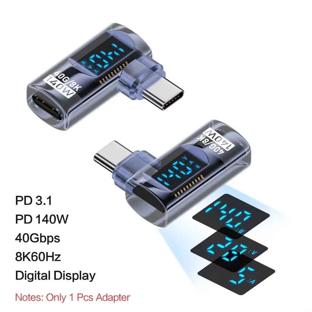 Right Angle USB C Adapter | 40Gbps Data Transfer & 8K Video