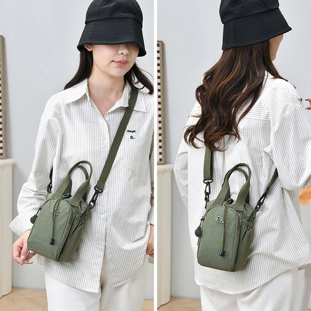 Women's Water-Resistant Crossbody Bag with Phone Pocket & Bottle Holder