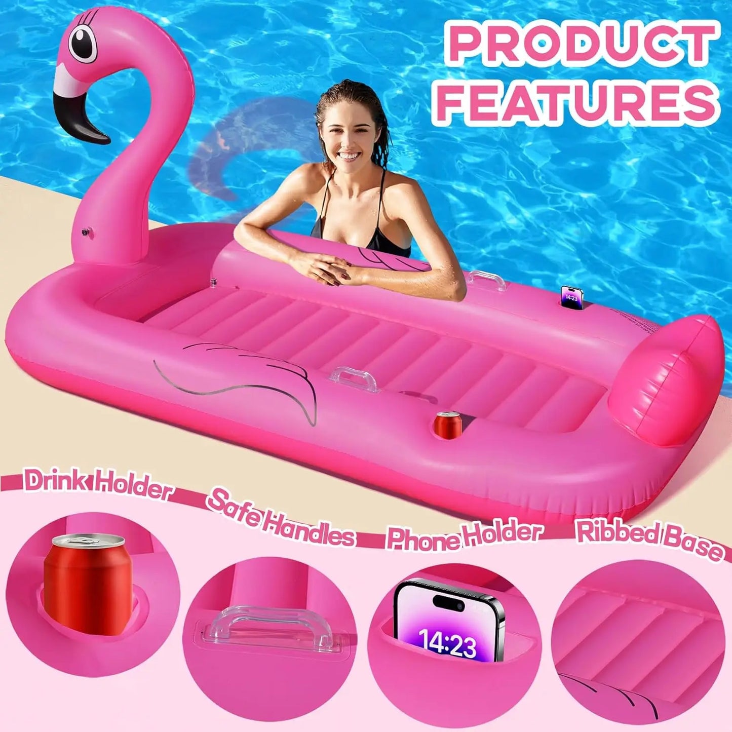Flamingo Inflatable Tanning Pool Lounger | Fun Sunbathing Float