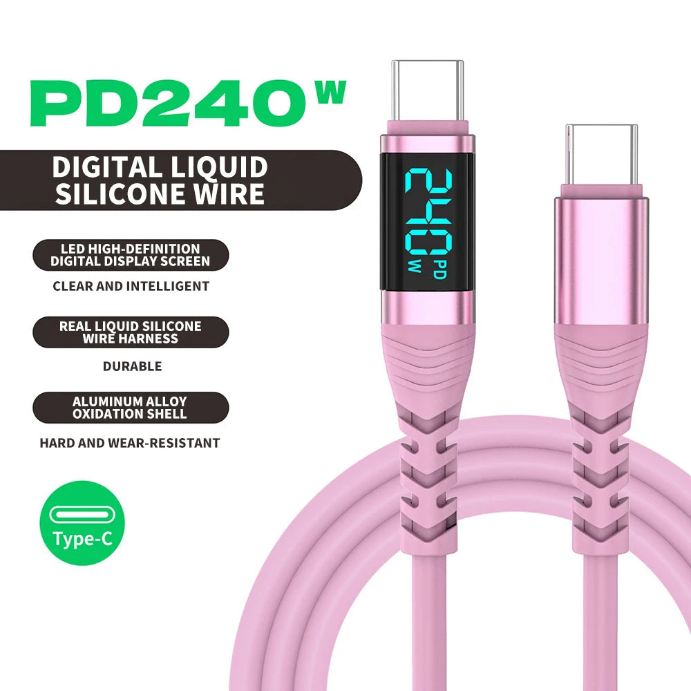 PD3.1 USB C Cable,240W LED Display Type C Fast Charging Cable with Data Transfer,for iPhone 17/16,Samsung Galaxy A17/S25,Huawei