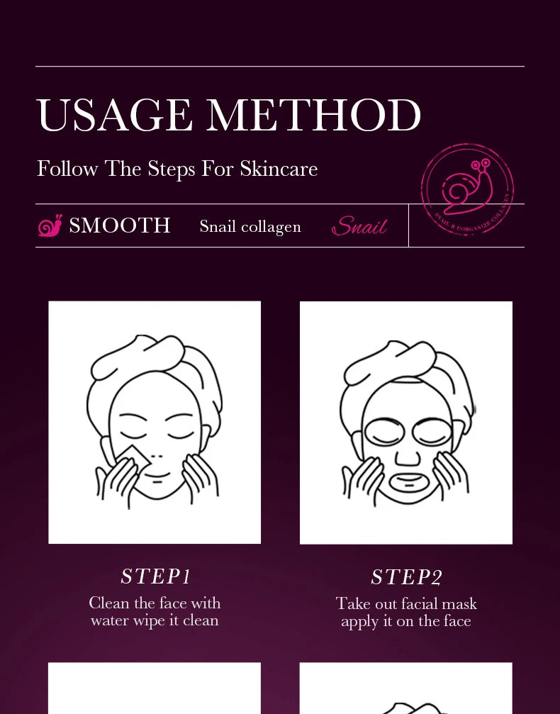 5pcs Snail Collagen Face Masks | Firming & Hydrating Skin Care