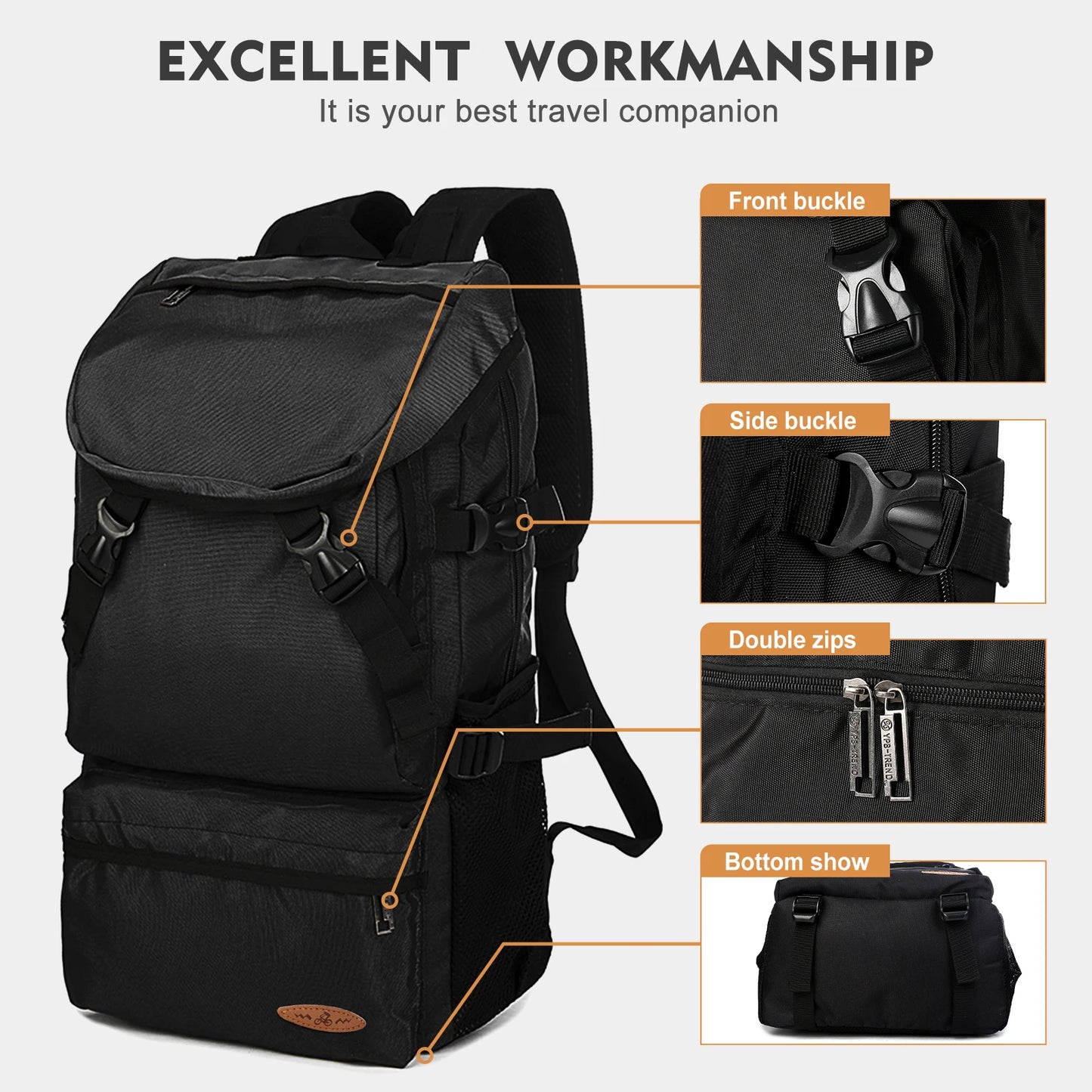 55L Waterproof Hiking Bag | Durable Large Capacity Backpack