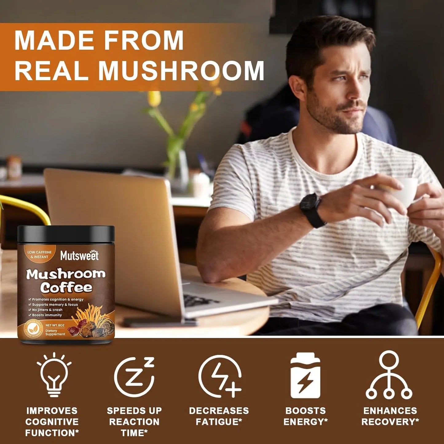 Lion's Mane Mushroom Coffee with Reishi | Enhance Focus & Mood