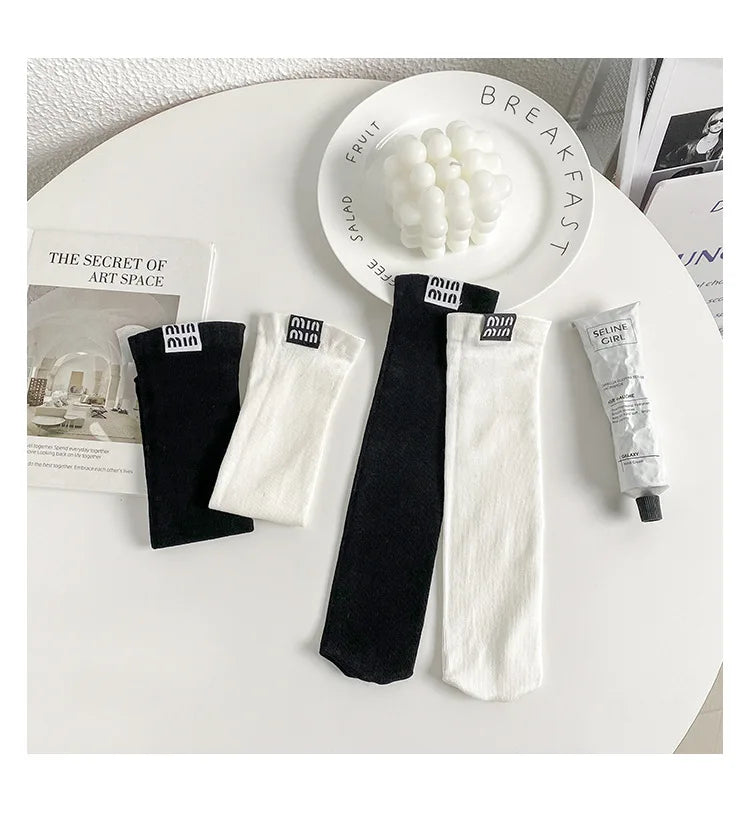 Trendy Striped Mid Tube Socks | Stylish Breathable Casual Wear