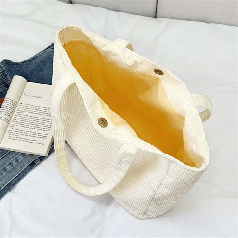 Stylish Women's Corduroy Shoulder Tote Bag | Large Capacity Handbag