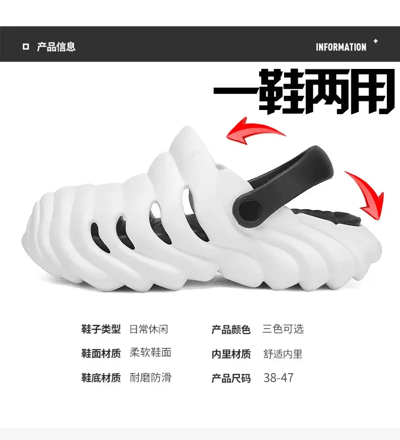 Men Fashion Closed Toe Beach Slippers Summer Trendy Casual Breathable Non Slip Slip on Street Daily Leisure Shoes
