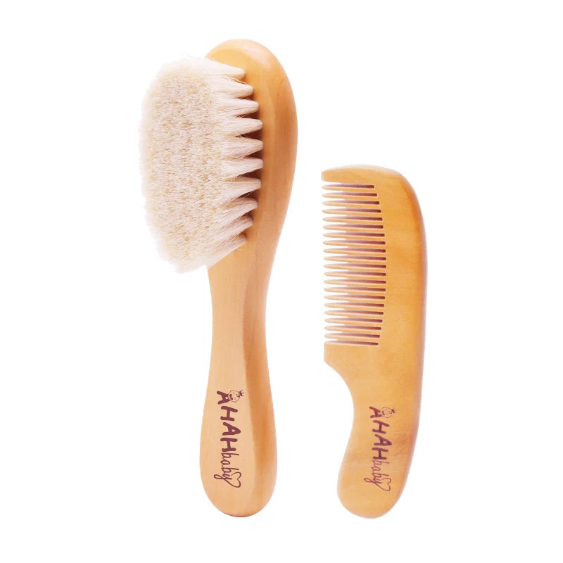 2pcs Baby Hair Brush and Comb Set | Soft Wood Comb for Newborns
