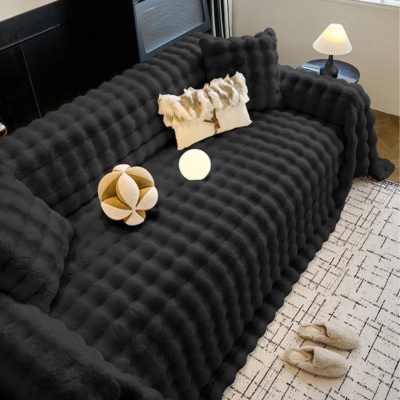 Plush Sofa Towel Cover | Thick Anti-Slip Winter Sofa Protector