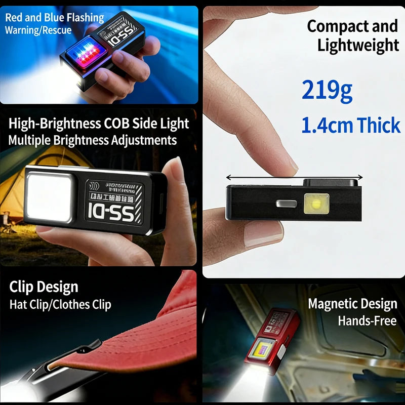 Mini linterna LED COB | Luz recargable USB C resistente al agua