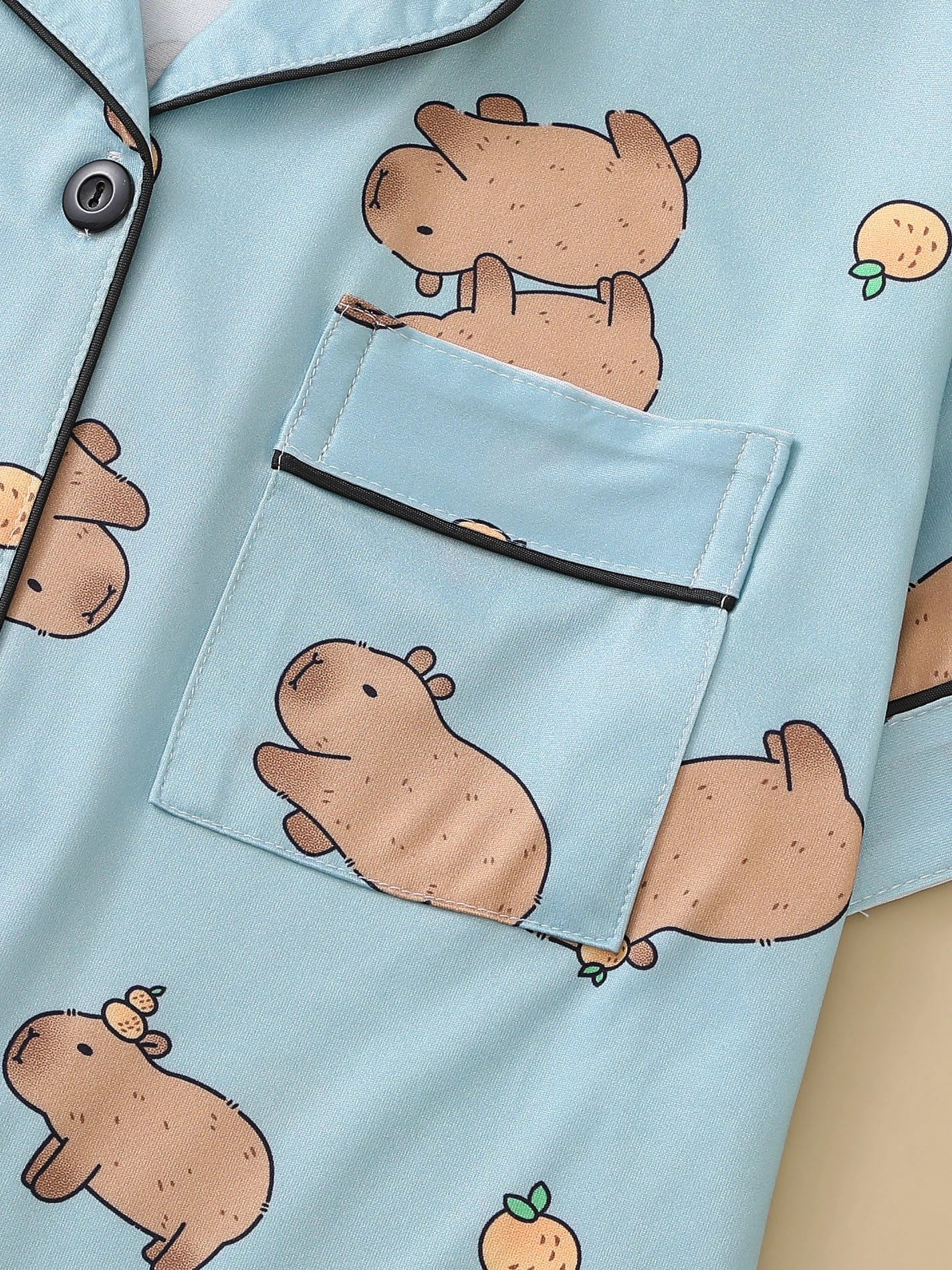 Cute Capybara Cardigan Pajamas Set for Women | Comfy Sleepwear