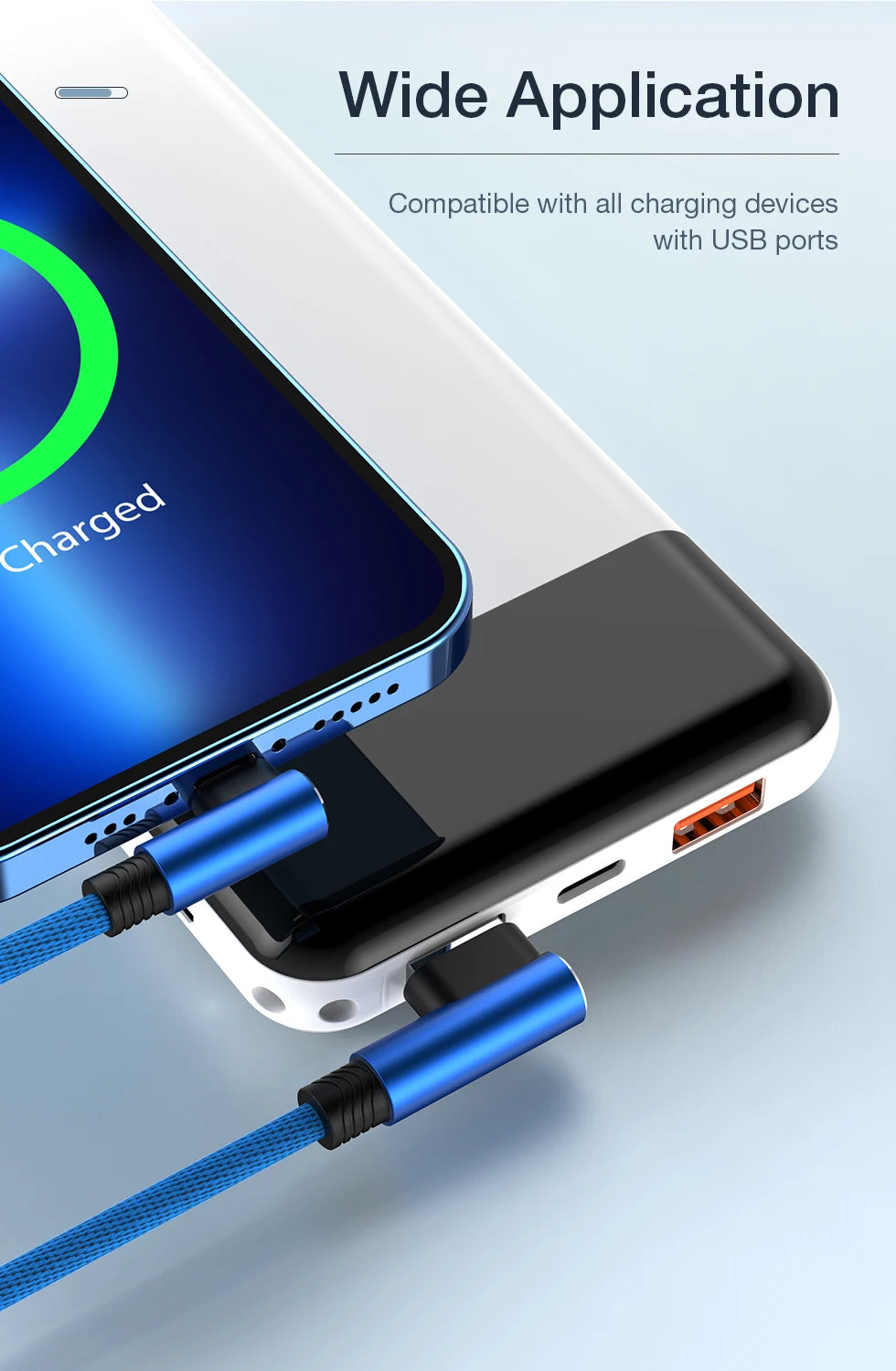 Fast Charge 90 Degree USB Cable for iPhone & iPad | 2m & 3m Options