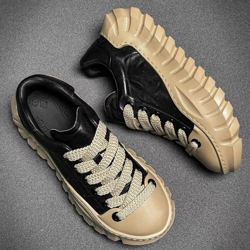 Retro Luxury Leather Men's Casual Platform Sneakers