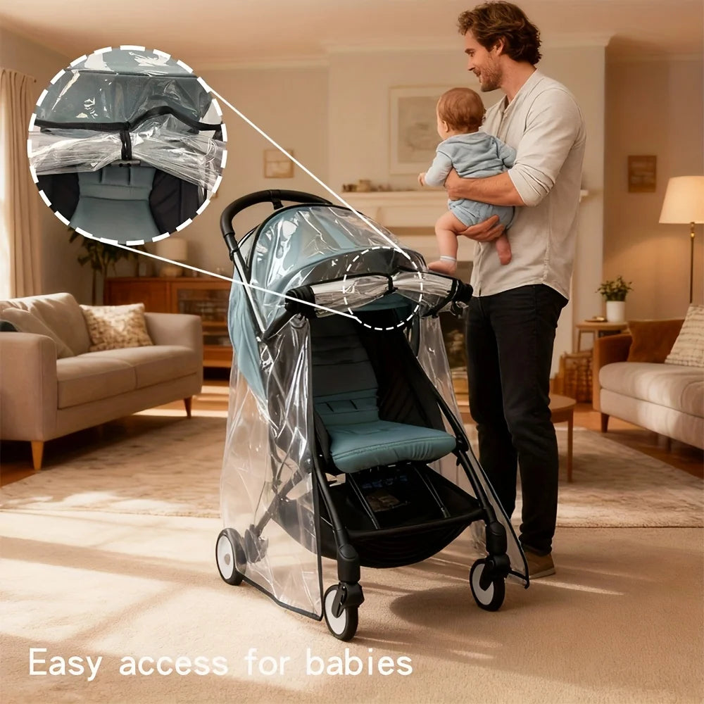 Premium Stroller Rain Cover with Dual Ventilation Holes & Double Zippers | Essential Outdoor Accessory for Babies & Toddlers