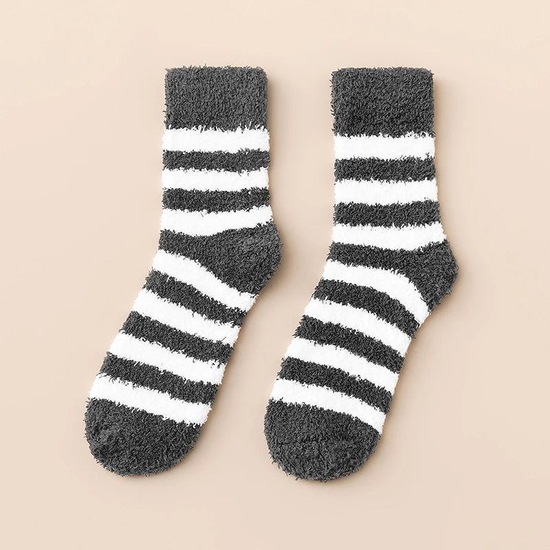 Cozy Striped Winter Plush Socks for Men & Women | Warm Comfort