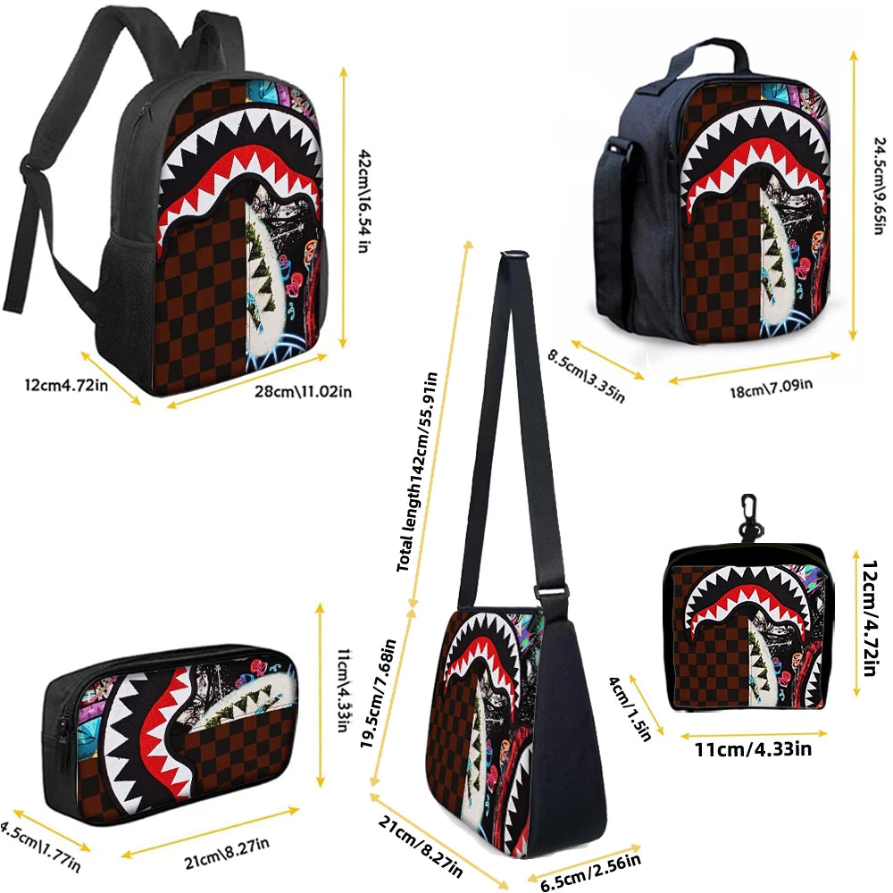 Trendy Shark Graphic Backpack Set | Ideal for School & Adventures