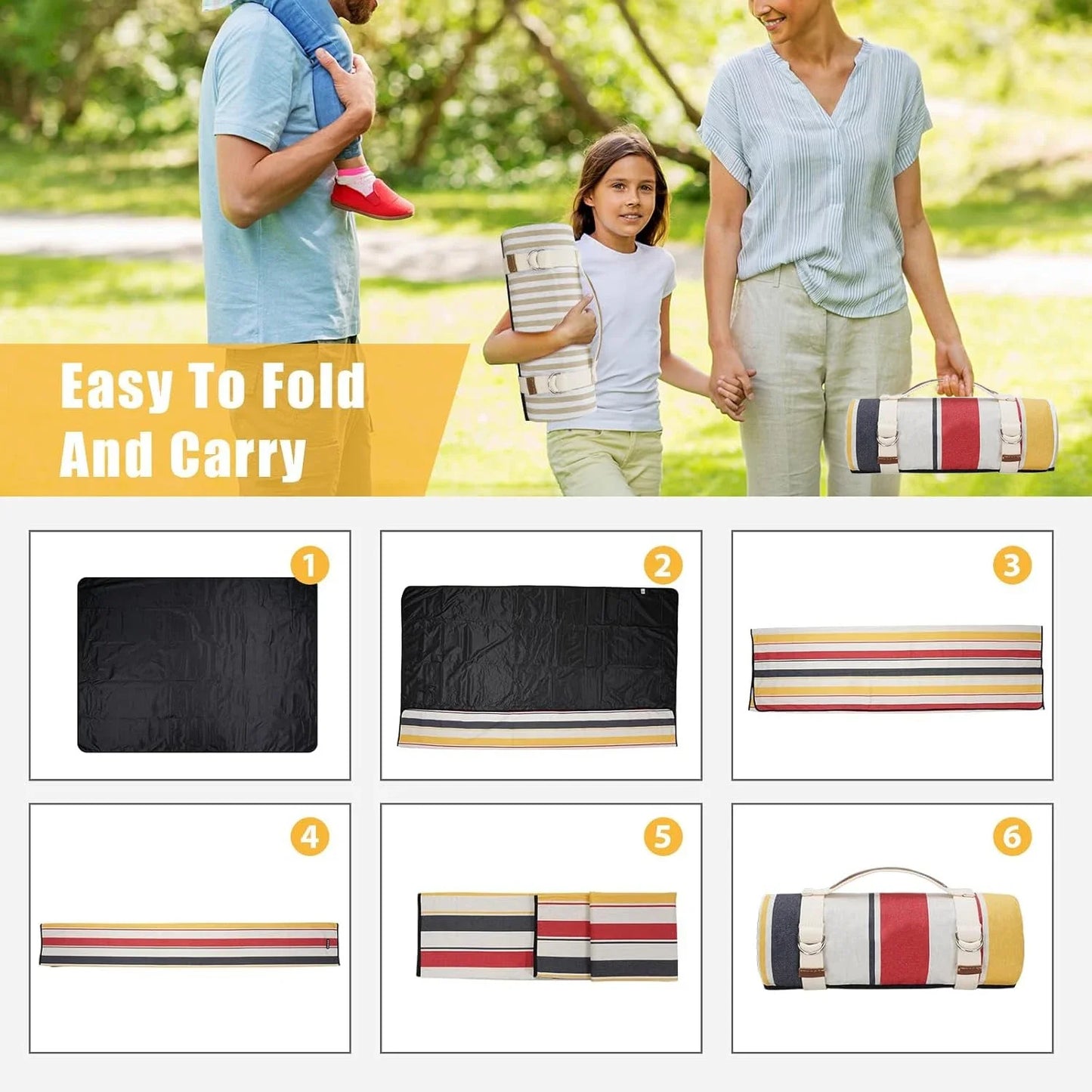 Waterproof Picnic Blanket with Carry Strap | Ideal Outdoor Mat