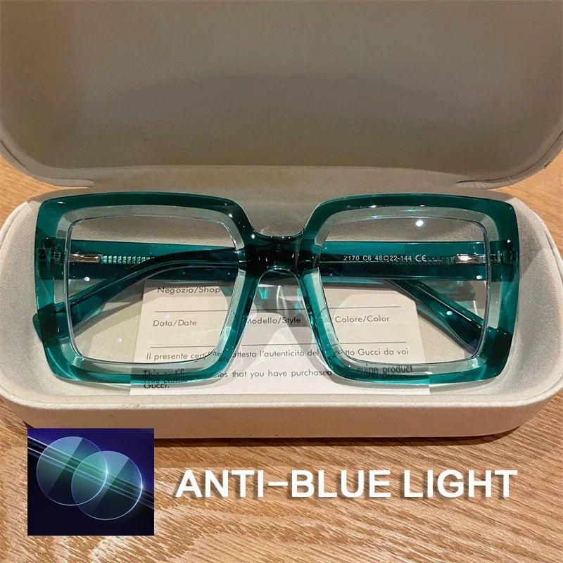 Stylish Square Reading Glasses with Anti Blue Light Protection
