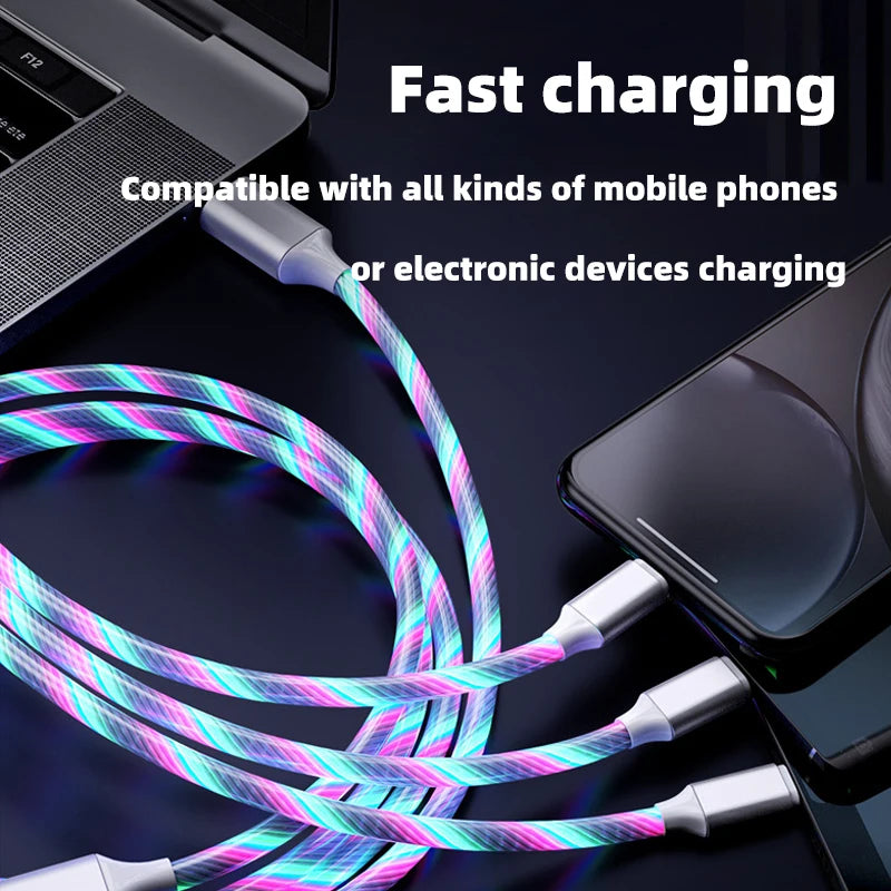 Glowing LED Light USB-C 3IN1 Fast Charging Cable | Universal Phone Charger
