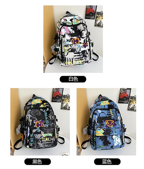 Trendy Personalized Graffiti Japanese Backpack | Large Capacity Book Bag