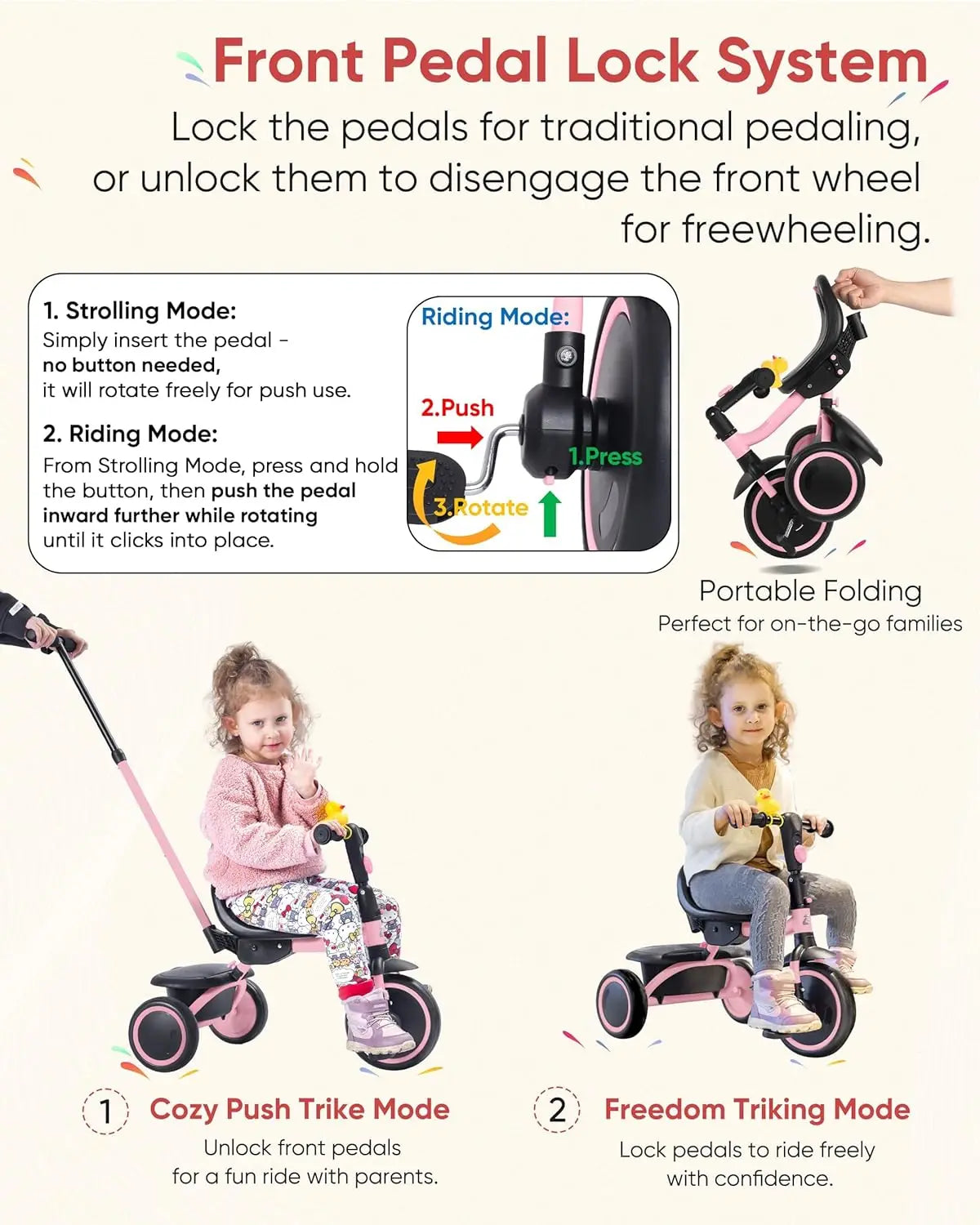 Adjustable Toddler Tricycle with Push Handle | Fun Ride-On Toy